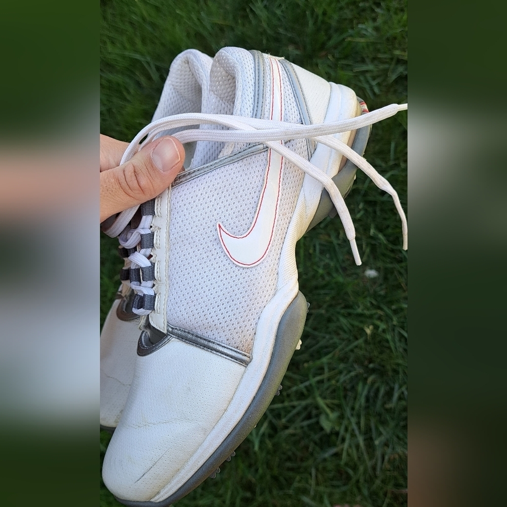 NIKE AIR Womens 317620-111 TAC Traction at Contact Golf Shoes Size 9 White Red - Picture 5 of 11